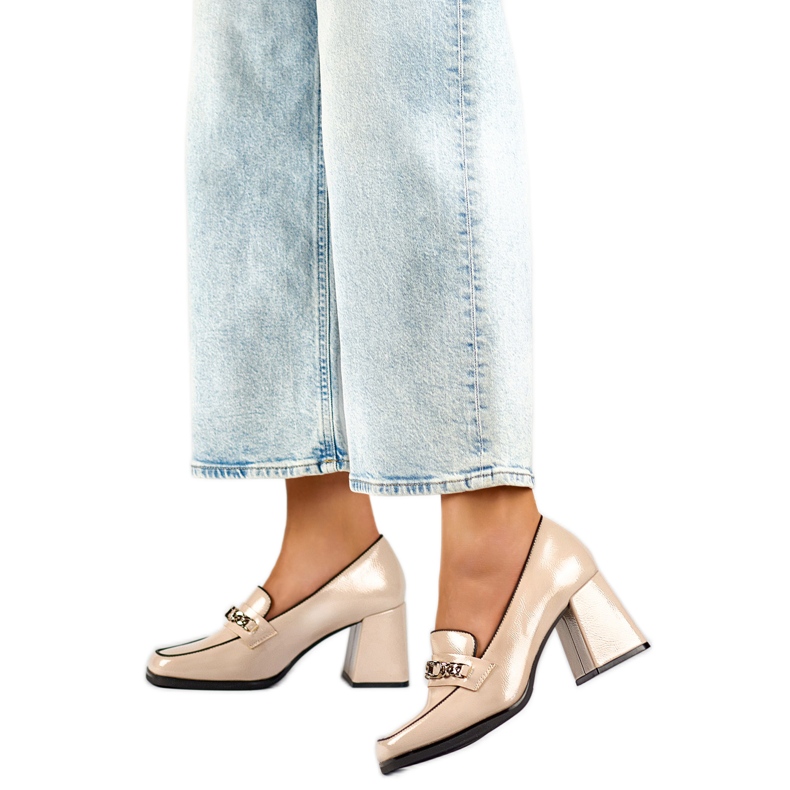 Czółenka Damskie lakierowane 24-12322BE beżowy