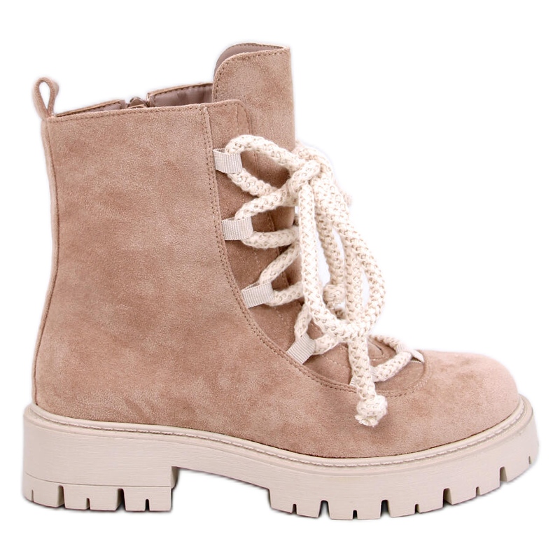 Botki sznurowane z grubymi sznurówkami Smiless Khaki beżowy