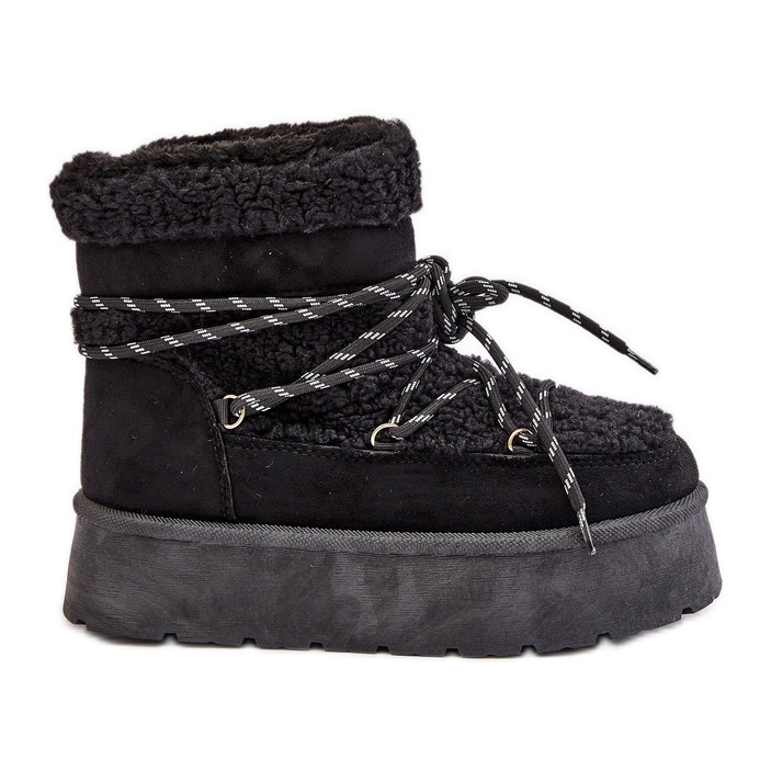 Śniegowce Na Platformie Z Wiązaniem Czarne Izathiel