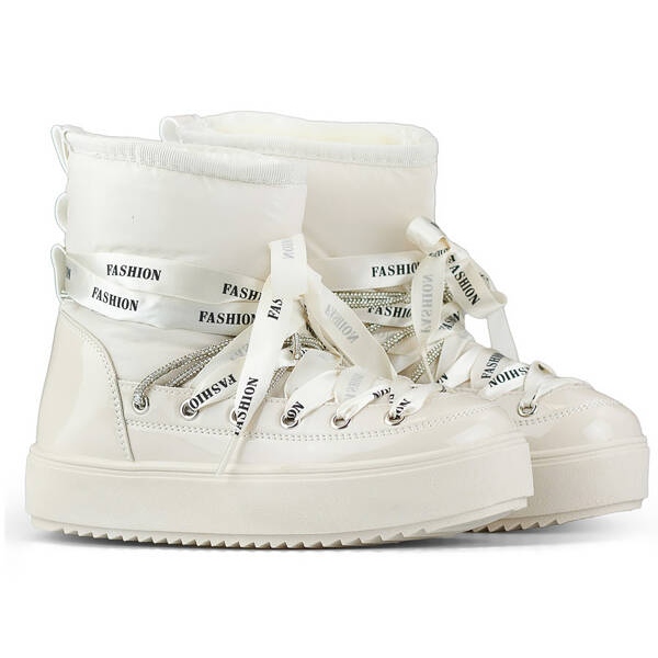 Śniegowce damskie botki sznurowane beżowe 5754-4BE beżowy