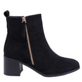 Botki zamszowe na obcasie Aguirre Black czarne