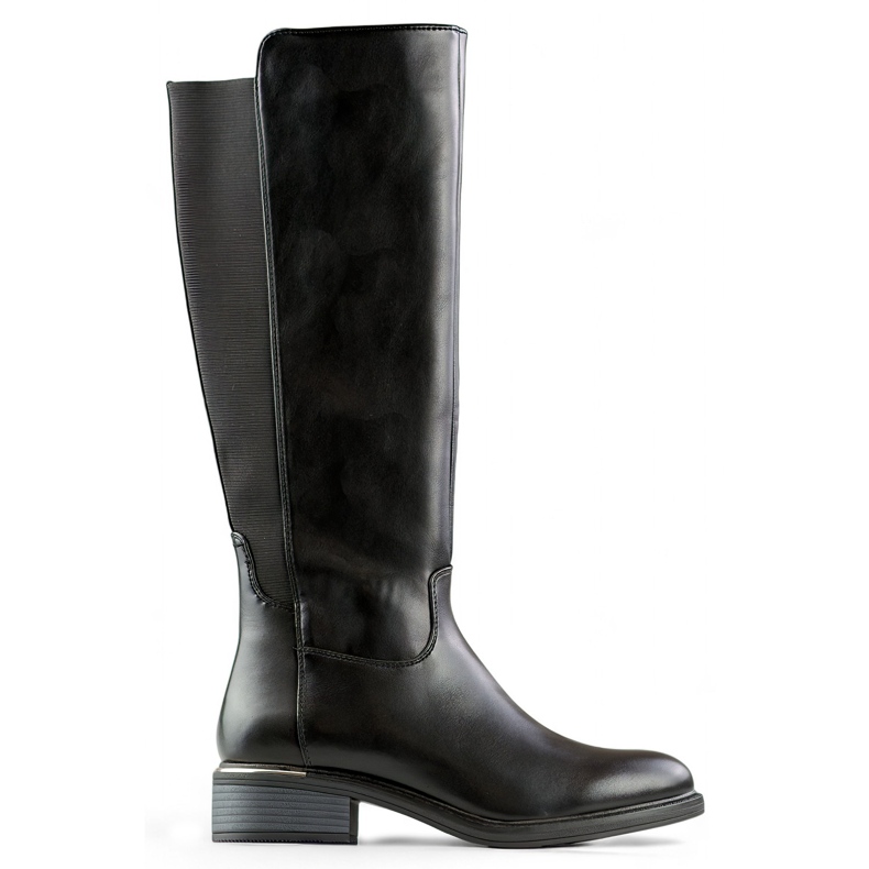 Czarne kozaki damskie z ekoskóry na zimę