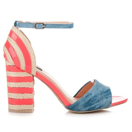 Vices Jeansowe Espadryle Na Obcasie różowe