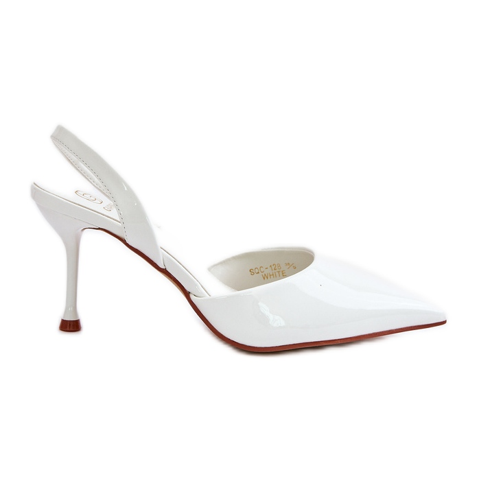 Lakierowane Szpilki Z Odkrytą Piętą Białe Emmizola