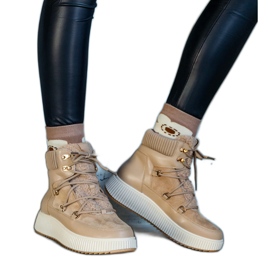 Beżowe botki na grubszej podeszwie Rosemarie beżowy