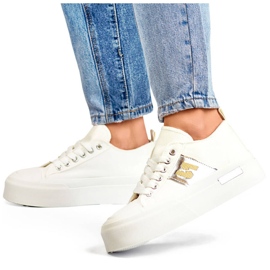 Trampki niskie na grubej podeszwie białe LY100W