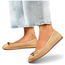 Baleriny damskie z kokardką komfortowe beżowe GD-XR392A-BE beżowy