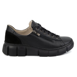 Olivier Półbuty damskie skórzane 1223 czarne