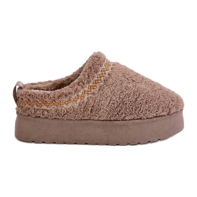 Śniegowce Na Platformie Z Futerkiem Typu Baranek Ciemnobeżowe Mesirra beżowy