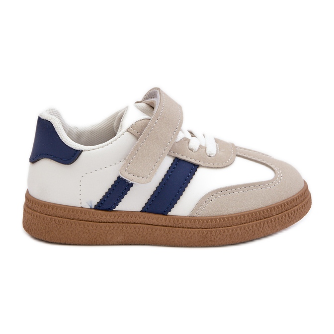 Sneakersy Dziecięce Na Rzep Biało-Niebieskie Tromella białe