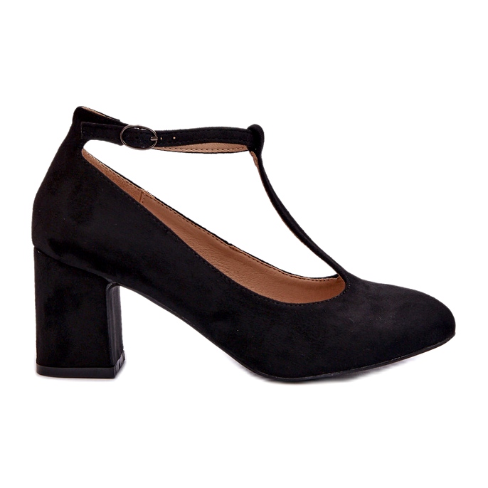 Czółenka z Eko-Zamszu Na Słupku Czarne