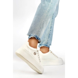 Sneakersy damskie na grubej podeszwie białe TL251-9W