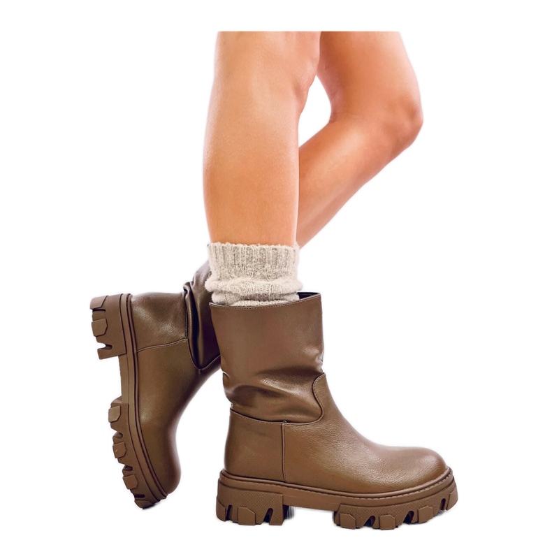 Botki z prostą cholewką Army Green zielone