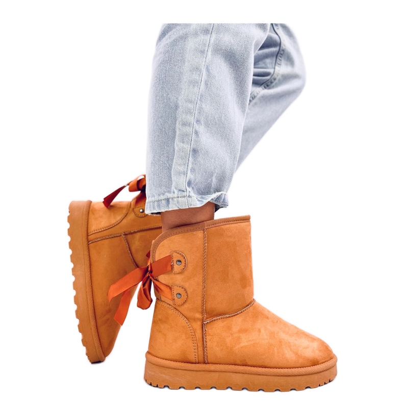 Śniegowce emusy z kokardkami Camel brązowe