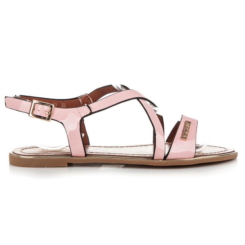 Vices Pastelowe Lakierowane Sandałki różowe