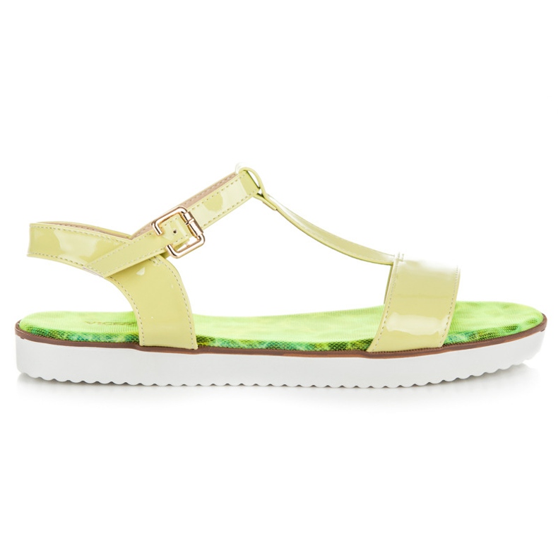 Vices Lakierowane sandałki ze sprzączką zielone