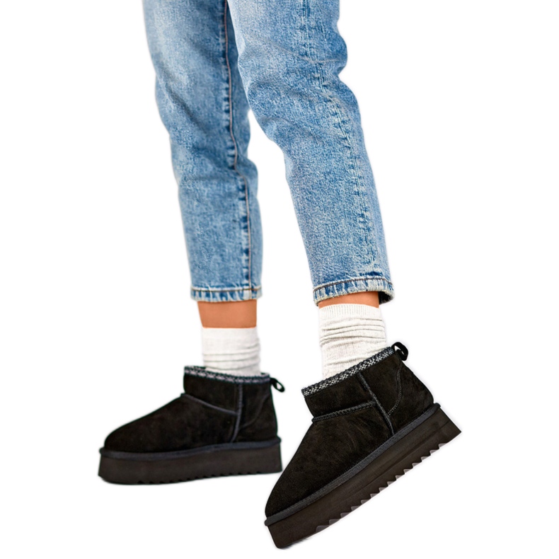 Śniegowce Damskie Ocieplane Eko-Futrem YU9001B czarne