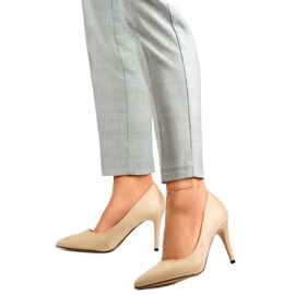 Szpilki Damskie Eko- zamsz B0-202BE beżowe beżowy