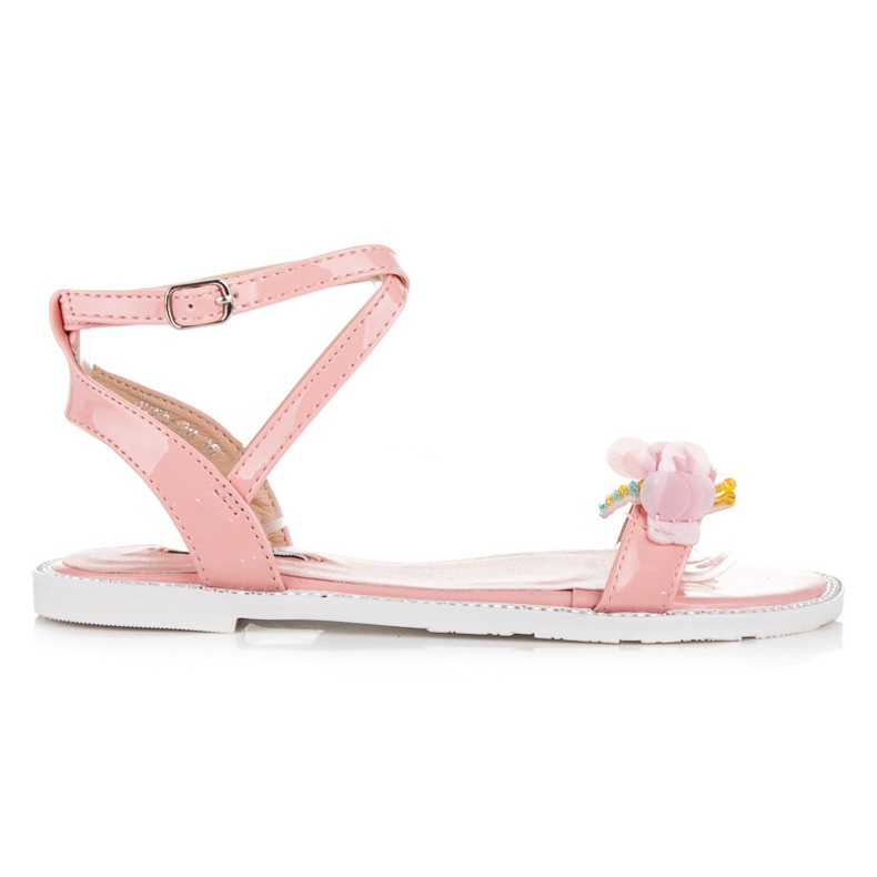 Vices Lakierowane Sandałki Z Motylkiem różowe