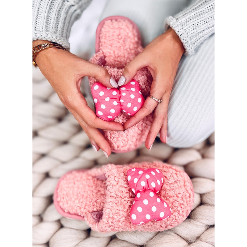 Kapcie dziecięce z kokardką Child Łososiowe różowe