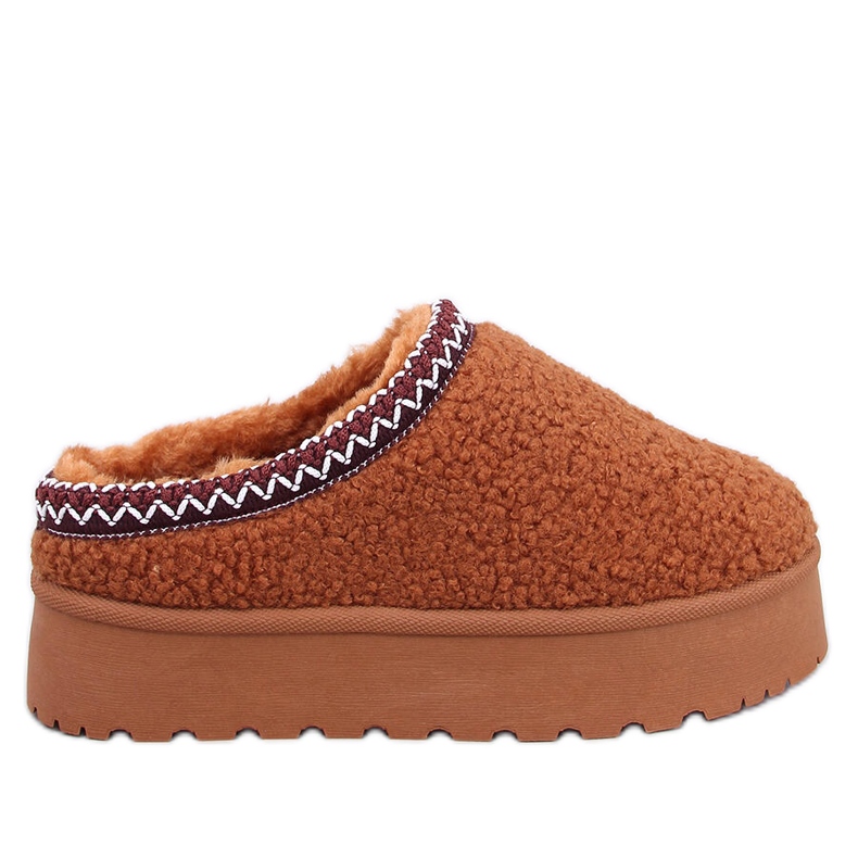 Śniegowce Damskie krótkie z barankiem camel brązowe