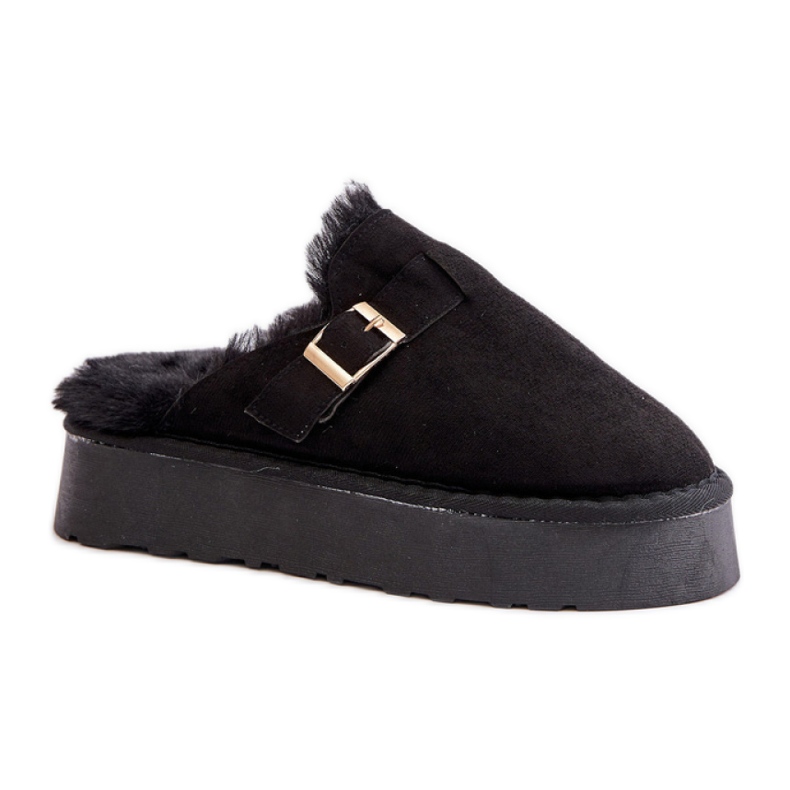 Kapcie damskie ocieplane futerkiem FA-185 czarne