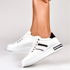 Buty sportowe damskie sneakersy na platformie białe AD-732W/B