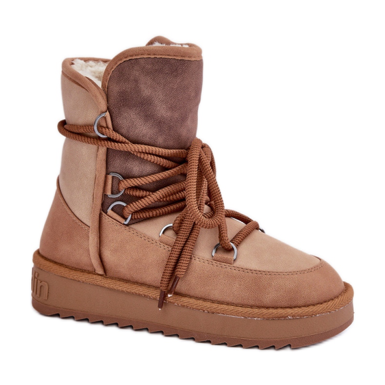 Śniegowce Ocieplane Futrem D.Franklin DFSH370013 camelowe brązowe