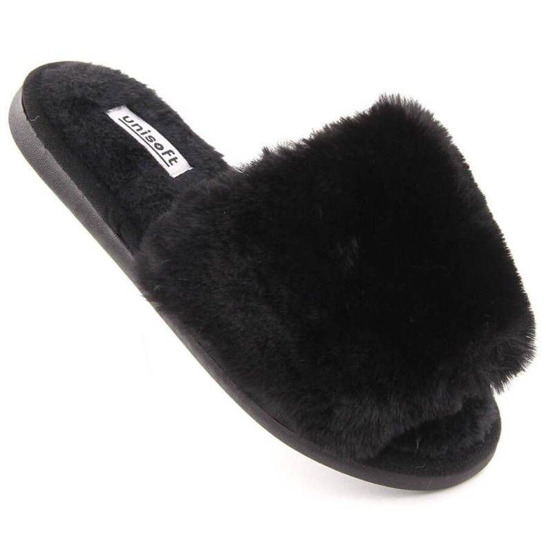 Kapcie domowe z futerkiem Unisoft 6644 czarne