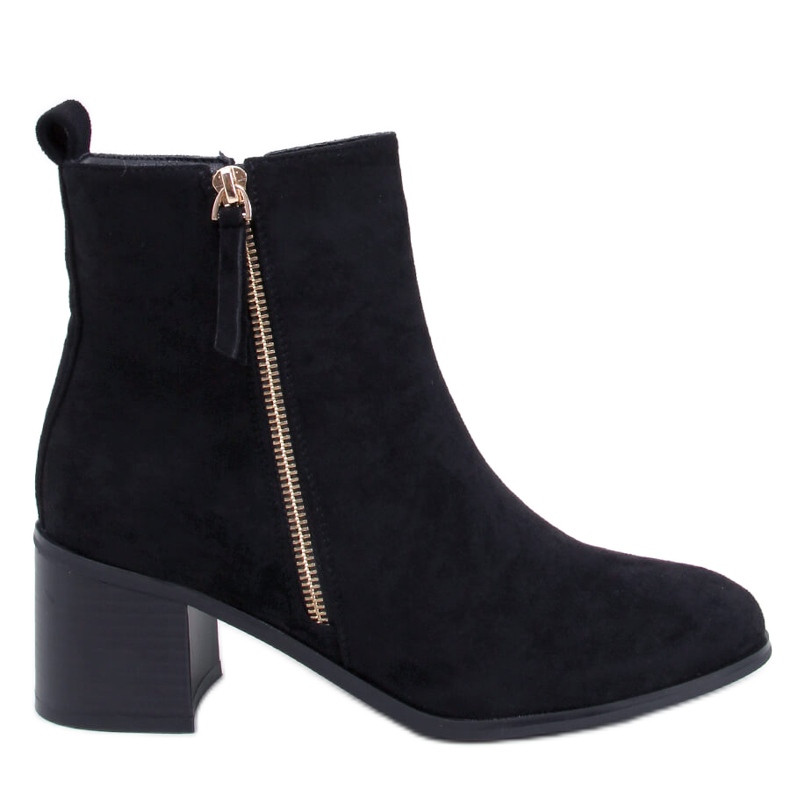 Botki Eko- zamszowe na obcasie czarne