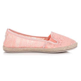 Balada Koronkowe Espadryle Slip On pomarańczowe