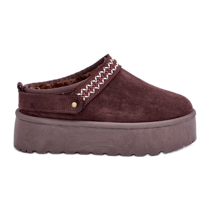 Śniegowce Z Ozdobnym Haftem Czekoladowe brązowe