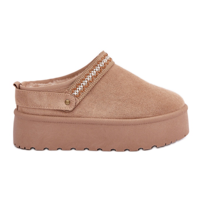 Śniegowce Z Ozdobnym Haftem Beżowe beżowy