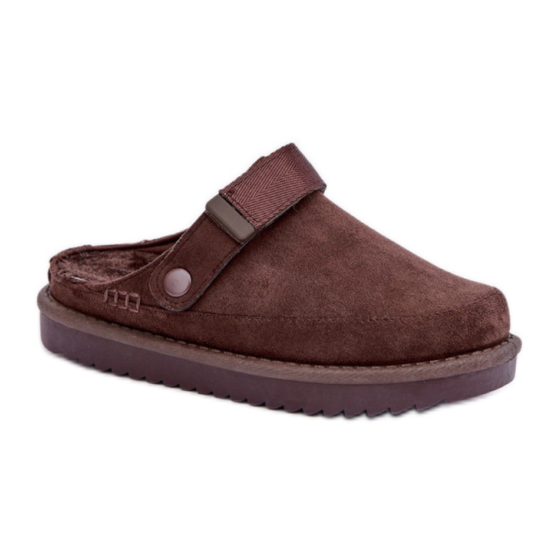 Kapcie damskie na platformie brązowe