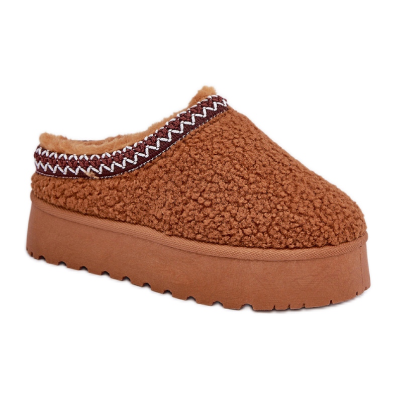 Śniegowce damskie na platformie camel brązowe