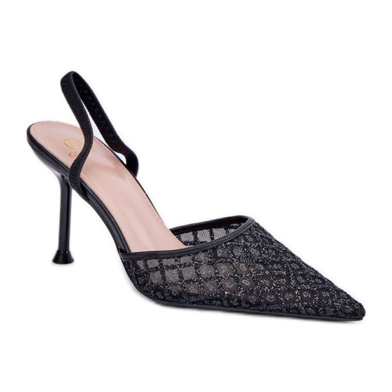 Szpilki Model Berilae B1639-202 Black Brokat - Step in style czarne