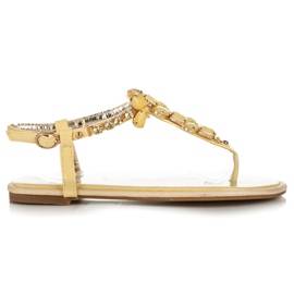 Vices Lakierowane sandałki yellow crystals żółte