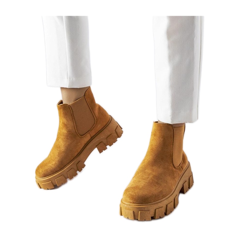 Jasnobrązowe botki damskie Mooca - Solea