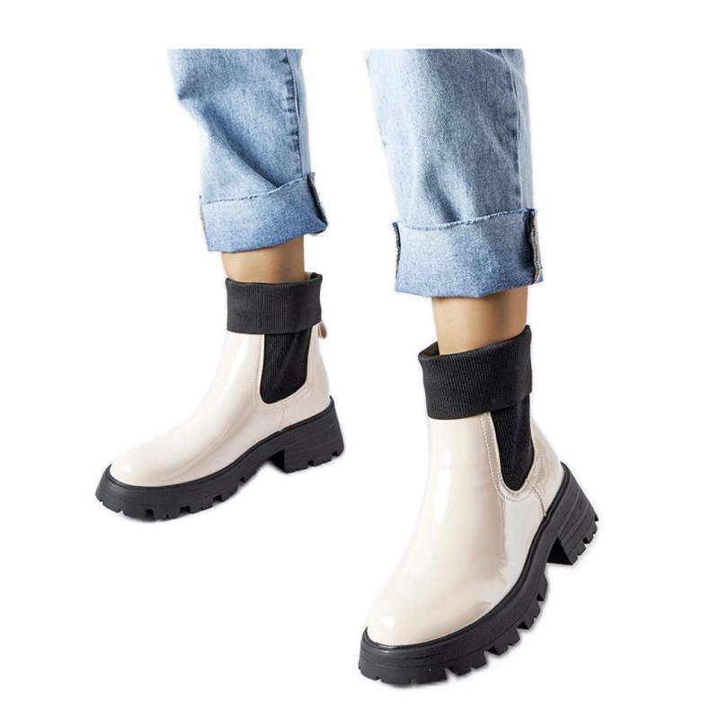 Beżowe wsuwane botki workery Breolungi - Solea beżowy