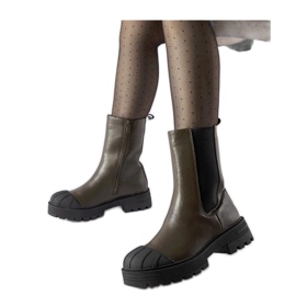 Ciemnozielone ocieplane botki sztyblety Porcigatone - Solea