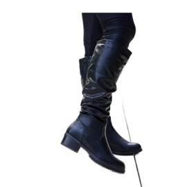 Czarne marszczone kozaki Angelico - Solea