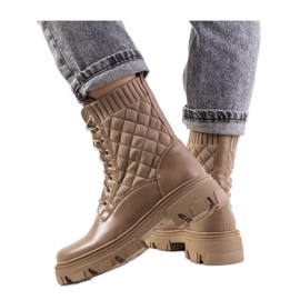 Brązowe botki z skarpetkową cholewką Lujan - Solea