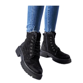 Czarne botki z błyszczącymi wstawkami Prairie - Solea