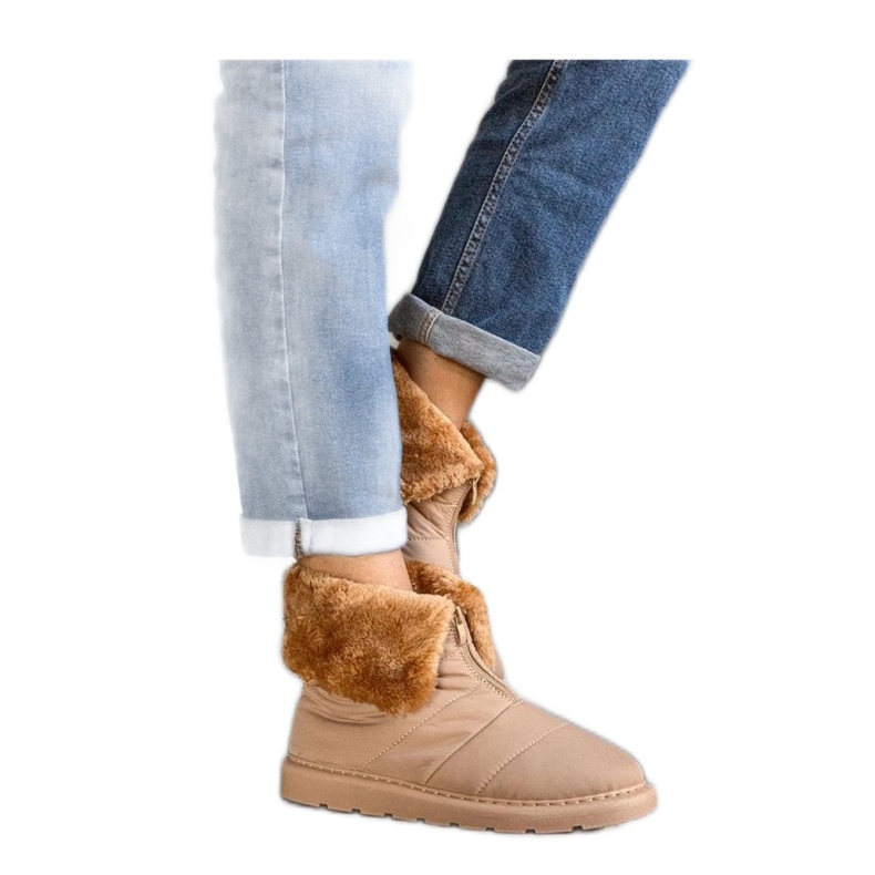 Beżowe ocieplane śniegowce z kołnierzem Edidda - Solea beżowy