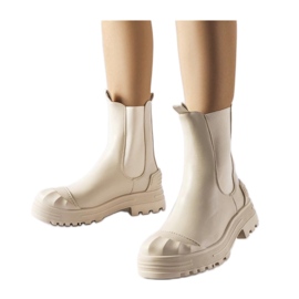 Beżowe ocieplane masywne botki Albanese - Solea beżowy