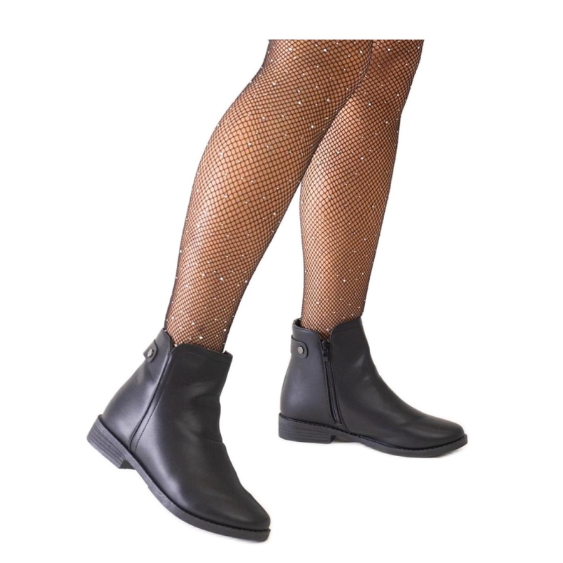 Czarne klasyczne botki z eko-skóry