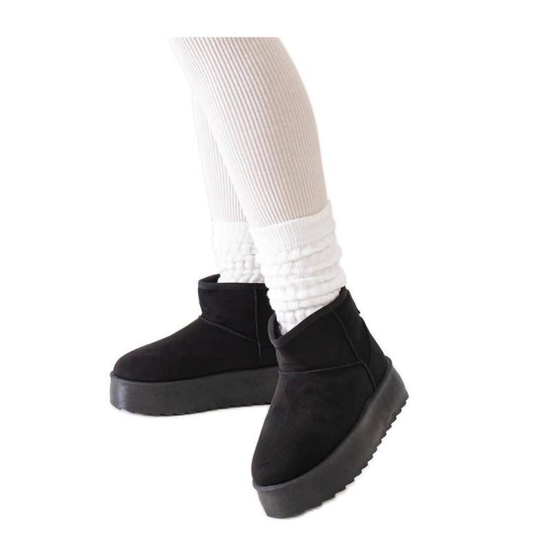 Czarne casualowe śniegowce na wysokiej platformie