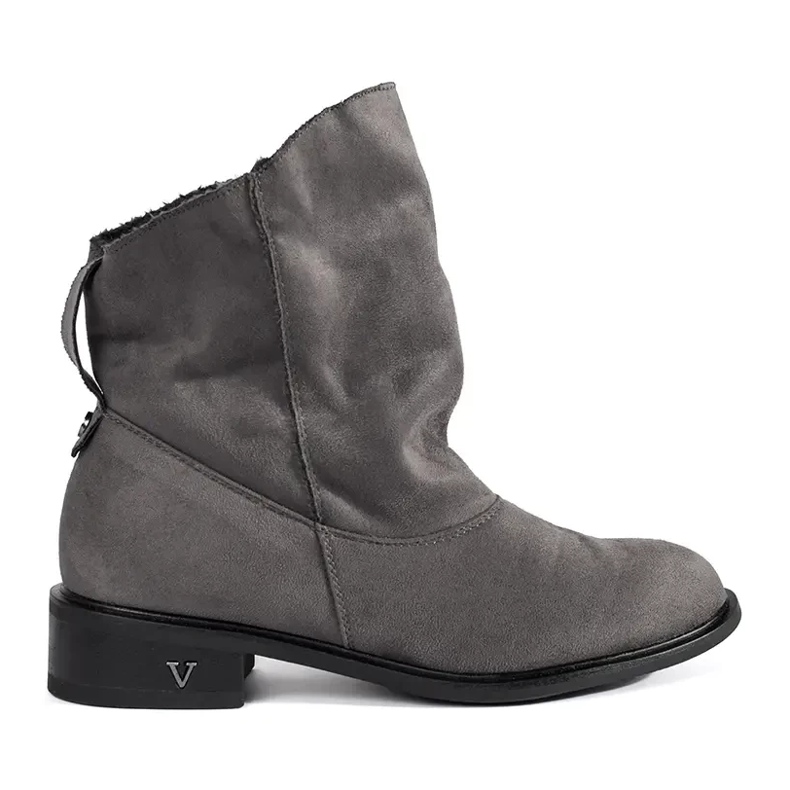 Shelvt Szare botki z marszczoną cholewką