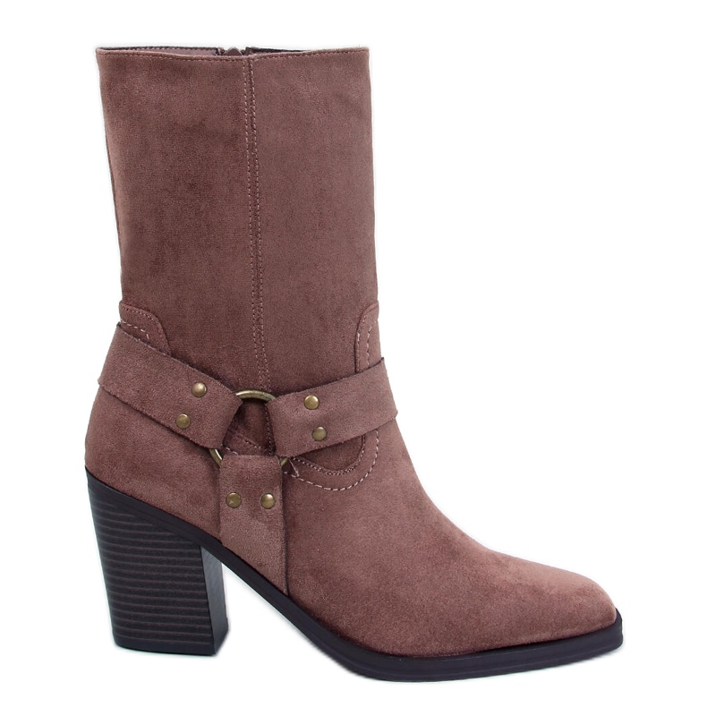 Botki zamszowe kowbojki Khaki brązowe