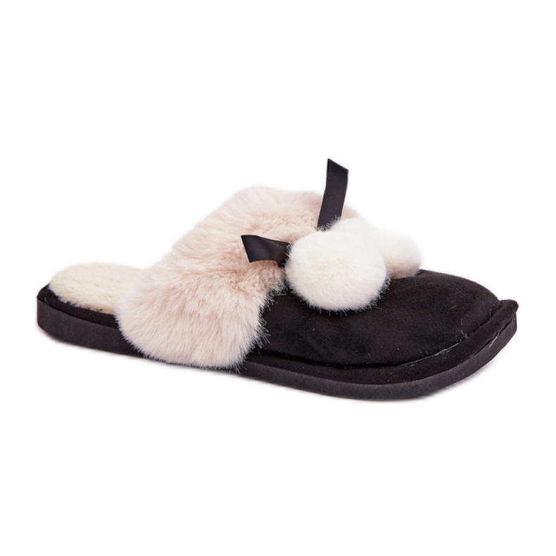Kapcie damskie z miękkim futerkiem czarne